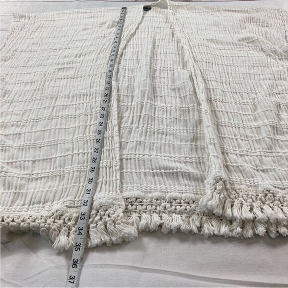 Aerie Womens White Crochet Fringe Hem Open Front Kimono Cover Up Cardigan OS - Picture 7 of 7